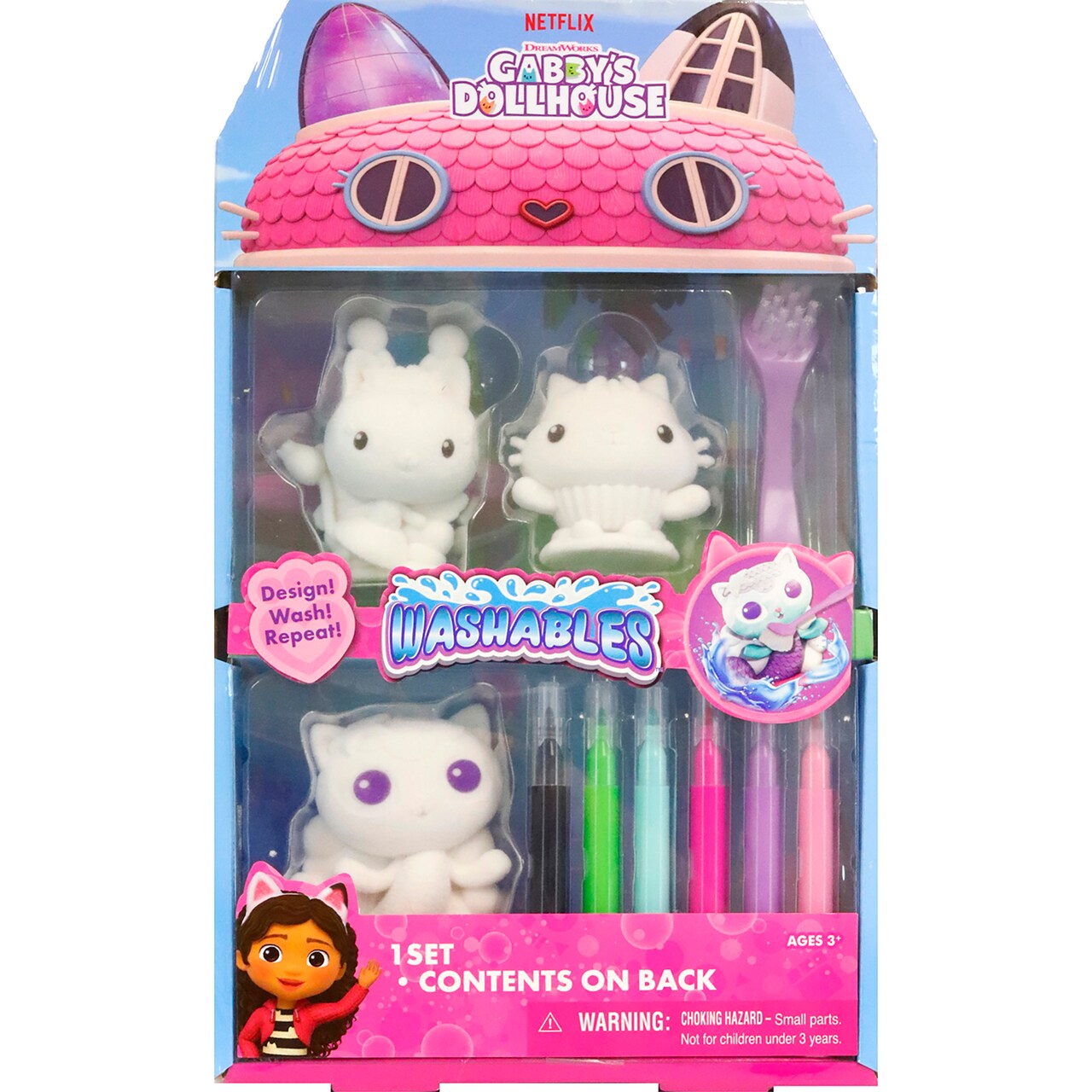 Gabby's Dollhouse Washables: 3 Fuzzy & Customizable Characters, Kids Ages 3+